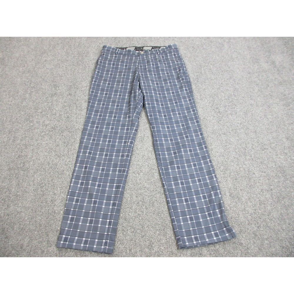 Nike Golf Pants Mens 34 Gray Plaid Chino Swoosh‎ Logo Outdoors Lightweight 34X32